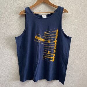 VTG Michigan Wolverines Sleeveless Tank Top Shirt Tee Jays Sof Tee Men's XL Blue